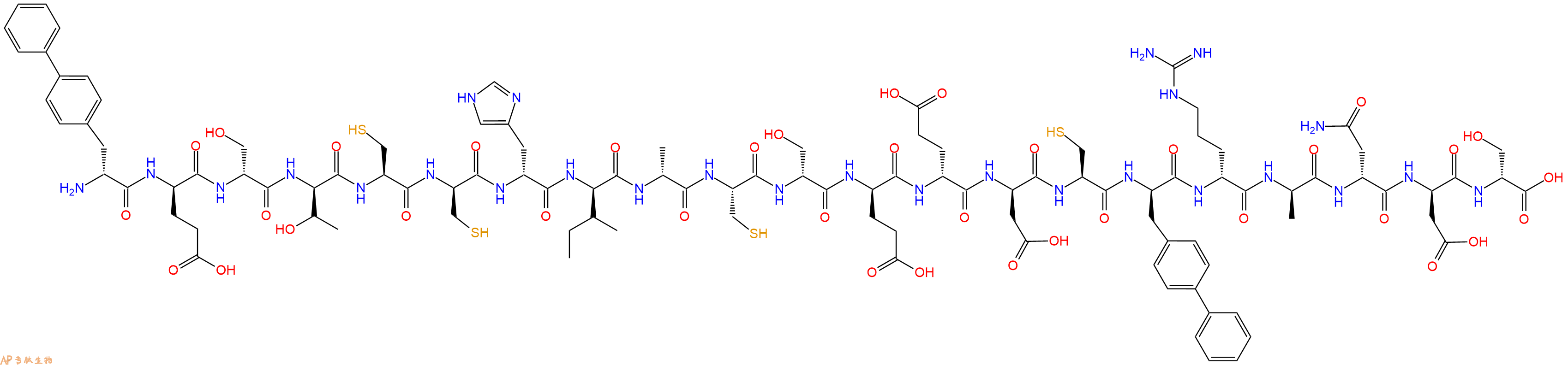 专肽生物产品H2N-DBip-DGlu-DSer-DThr-Cys-DCys-DHis-DIle-DAla-Cys-DSer-DGlu-DGlu-DAsp-Cys-DBip-DArg-DAla-DAsn-DAsp-DSer-OH