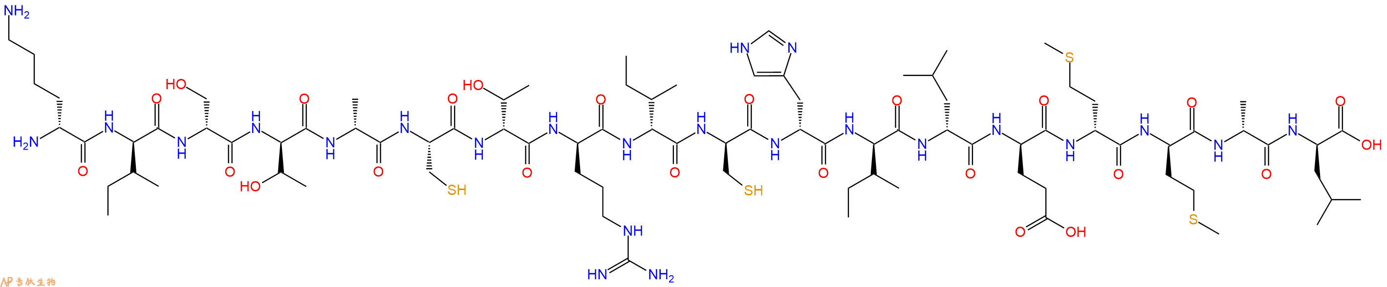 专肽生物产品H2N-DLys-DIle-DSer-DThr-DAla-Cys-DThr-DArg-DIle-DCys-DHis-DIle-DLeu-DGlu-DMet-DMet-DAla-DLeu-OH