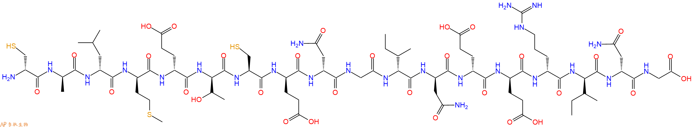 专肽生物产品H2N-DCys-DAla-DLeu-DMet-DGlu-DThr-Cys-DGlu-DAsn-Gly-DIle-DAsn-DGlu-DGlu-DArg-DIle-DAsn-Gly-OH