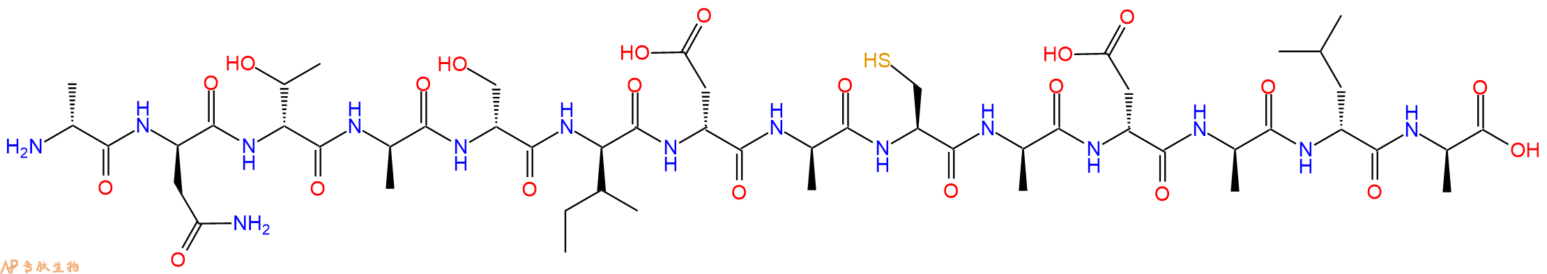 专肽生物产品H2N-DAla-DAsn-DThr-DAla-DSer-DIle-DAsp-DAla-Cys-DAla-DAsp-DAla-DLeu-DAla-OH