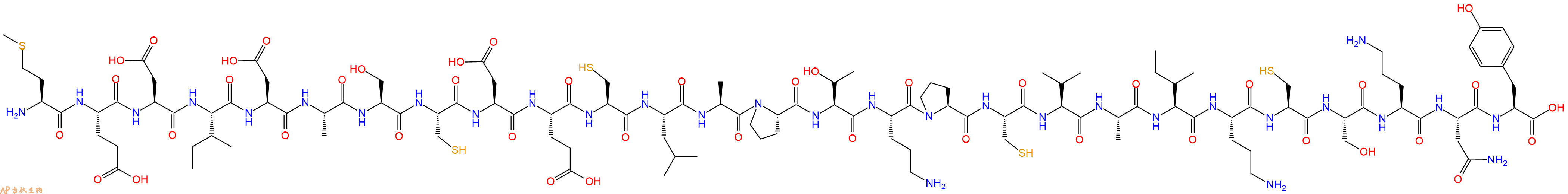 专肽生物产品H2N-Met-Glu-Asp-Ile-Asp-Ala-Ser-Cys-Asp-Glu-Cys-Leu-Ala-Pro-Thr-Orn-Pro-Cys-Val-Ala-Ile-Orn-Cys-Ser-Orn-Asn-Tyr-OH
