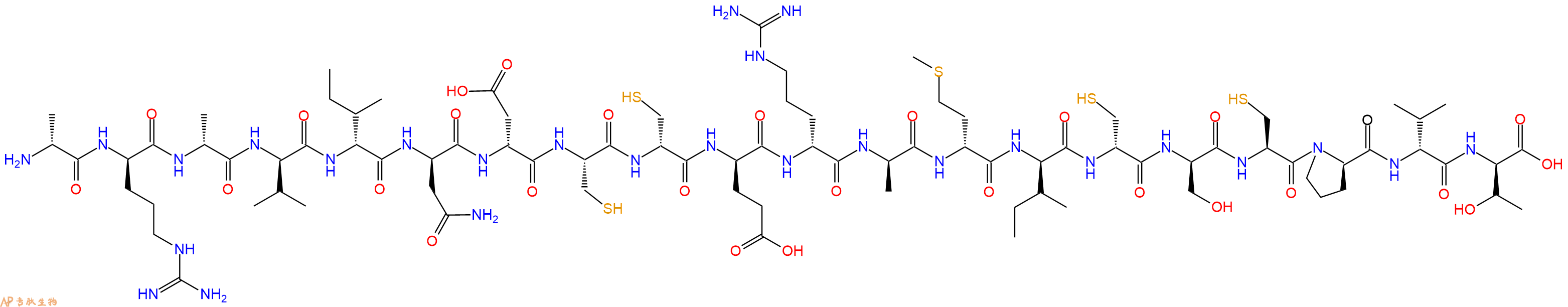 专肽生物产品H2N-DAla-DArg-DAla-DVal-DIle-DAsn-DAsp-Cys-DCys-DGlu-DArg-DAla-DMet-DIle-DCys-DSer-Cys-DPro-DVal-DThr-OH