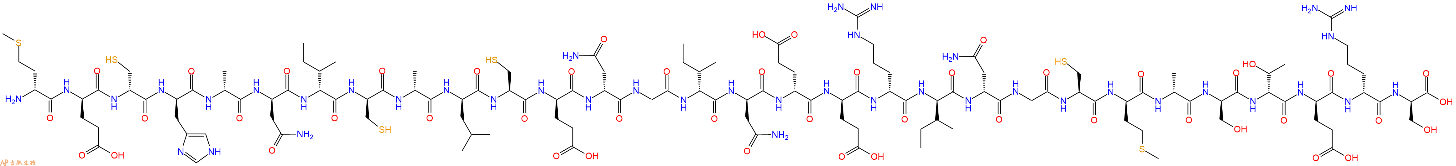 专肽生物产品H2N-DMet-DGlu-DCys-DHis-DAla-DAsn-DIle-DCys-DAla-DLeu-Cys-DGlu-DAsn-Gly-DIle-DAsn-DGlu-DGlu-DArg-DIle-DAsn-Gly-Cys-DMet-DAla-DSer-DThr-DGlu-DArg-DSer-OH