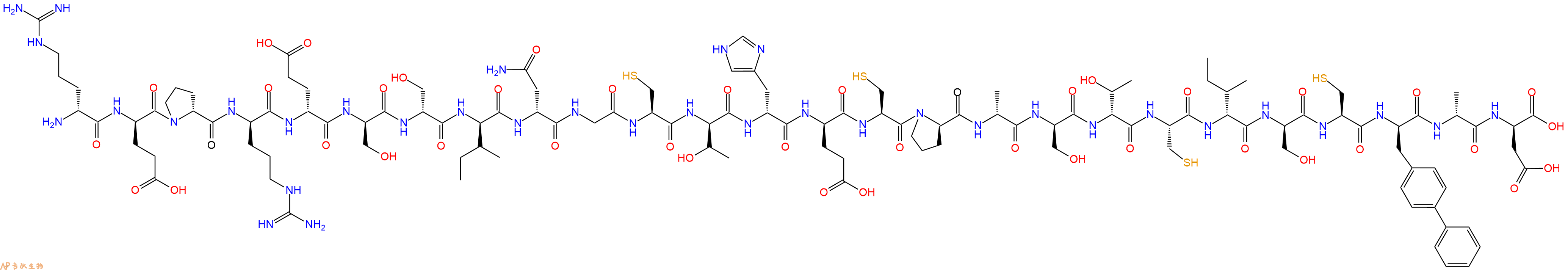 专肽生物产品H2N-DArg-DGlu-DPro-DArg-DGlu-DSer-DSer-DIle-DAsn-Gly-Cys-DThr-DHis-DGlu-Cys-DPro-DAla-DSer-DThr-Cys-DIle-DSer-Cys-DBip-DAla-DAsp-OH