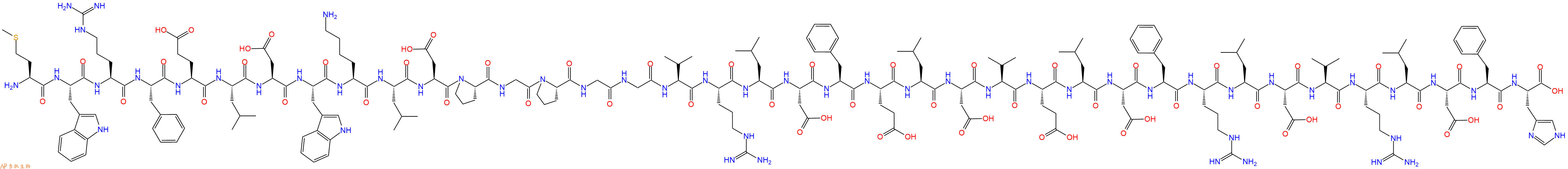 专肽生物产品H2N-Met-Trp-Arg-Phe-Glu-Leu-Asp-Trp-Lys-Leu-Asp-Pro-Gly-Pro-Gly-Gly-Val-Arg-Leu-Asp-Phe-Glu-Leu-Asp-Val-Glu-Leu-Asp-Phe-Arg-Leu-Asp-Val-Arg-Leu-Asp-Phe-His-OH