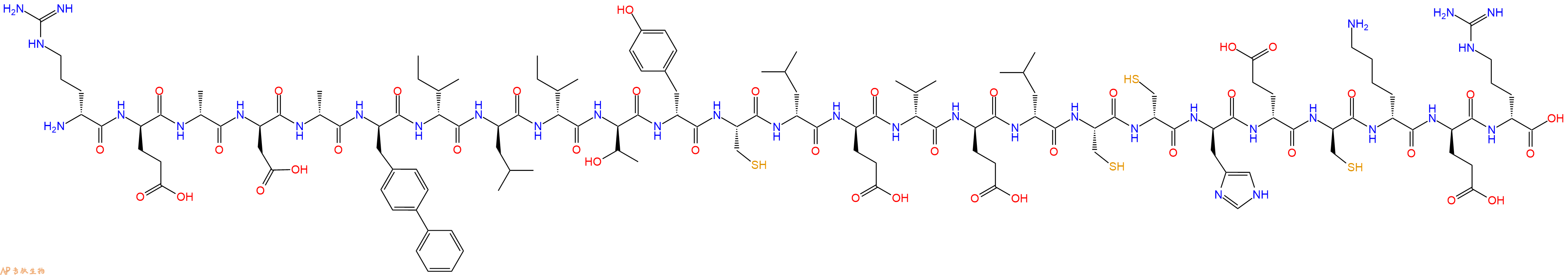 专肽生物产品H2N-DArg-DGlu-DAla-DAsp-DAla-DBip-DIle-DLeu-DIle-DThr-DTyr-Cys-DLeu-DGlu-DVal-DGlu-DLeu-Cys-DCys-DHis-DGlu-DCys-DLys-DGlu-DArg-OH