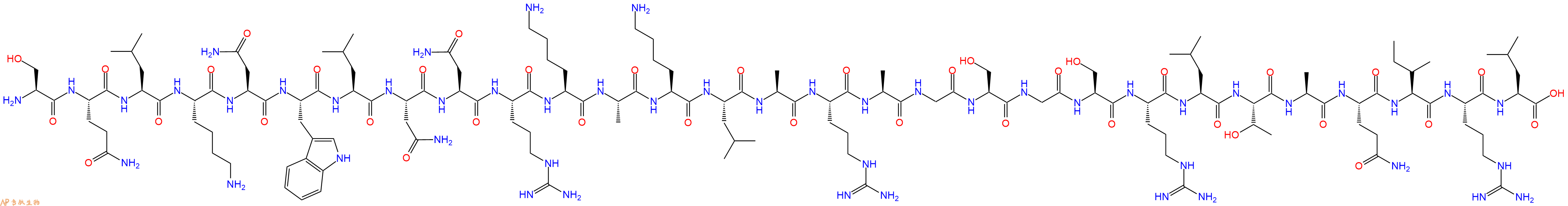 专肽生物产品H2N-Ser-Gln-Leu-Lys-Asn-Trp-Leu-Asn-Asn-Arg-Lys-Ala-Lys-Leu-Ala-Arg-Ala-Gly-Ser-Gly-Ser-Arg-Leu-Thr-Ala-Gln-Ile-Arg-Leu-OH