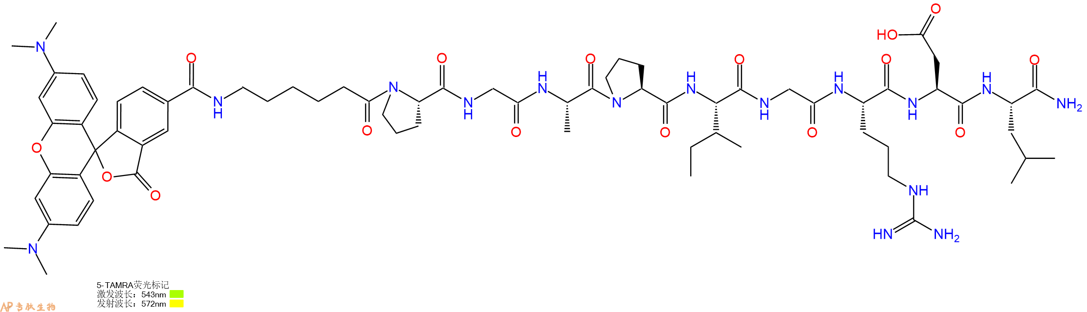 专肽生物产品5TAMRA-Ahx-Pro-Gly-Ala-Pro-Ile-Gly-Arg-Asp-Leu-CONH2