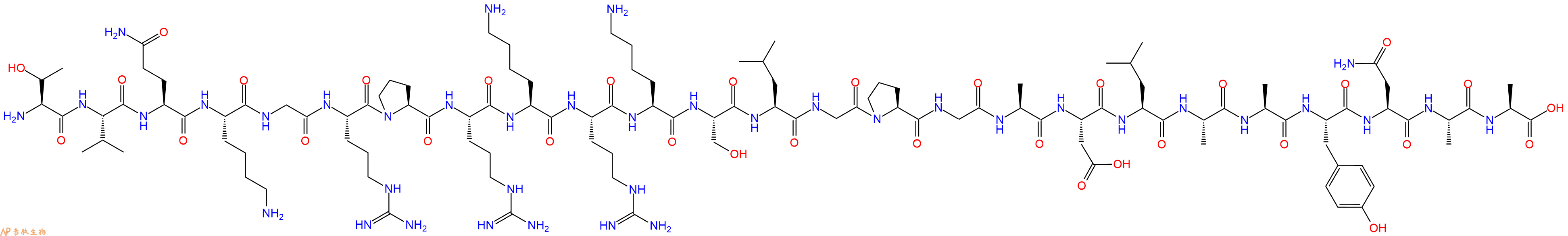 专肽生物产品H2N-Thr-Val-Gln-Lys-Gly-Arg-Pro-Arg-Lys-Arg-Lys-Ser-Leu-Gly-Pro-Gly-Ala-Asp-Leu-Ala-Ala-Tyr-Asn-Ala-Ala-OH