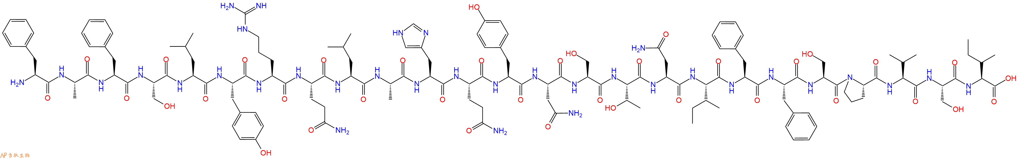 专肽生物产品H2N-Phe-Ala-Phe-Ser-Leu-Tyr-Arg-Gln-Leu-Ala-His-Gln-Tyr-Asn-Ser-Thr-Asn-Ile-Phe-Phe-Ser-Pro-Val-Ser-Ile-OH