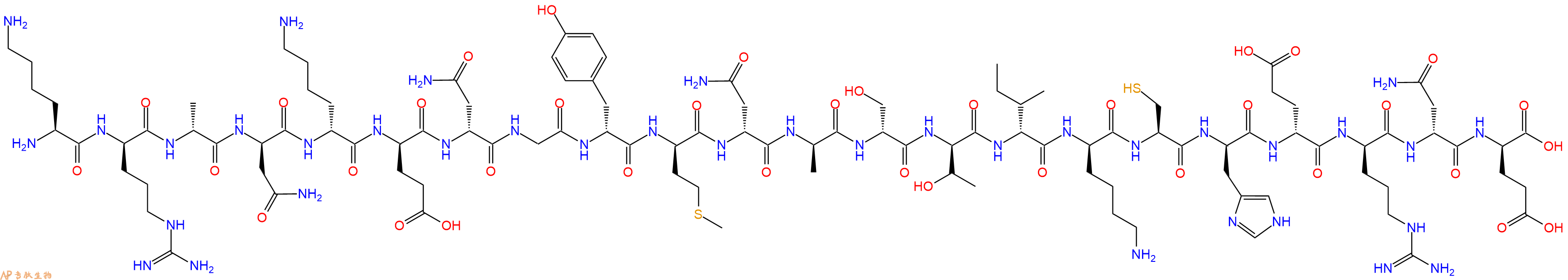 专肽生物产品H2N-Lys-DArg-DAla-DAsn-DLys-DGlu-DAsn-Gly-DTyr-DMet-DAsn-DAla-DSer-DThr-DIle-DLys-Cys-DHis-DGlu-DArg-DAsn-DGlu-OH