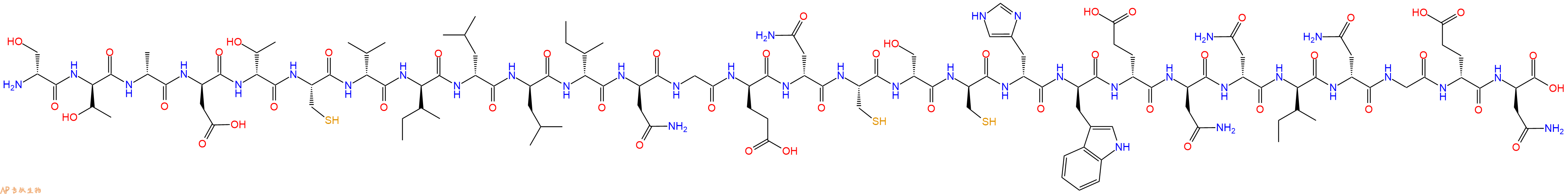 专肽生物产品H2N-DSer-DThr-DAla-DAsp-DThr-Cys-DVal-DIle-DLeu-DLeu-DIle-DAsn-Gly-DGlu-DAsn-Cys-DSer-DCys-DHis-DTrp-DGlu-DAsn-DAsn-DIle-DAsn-Gly-DGlu-DAsn-OH