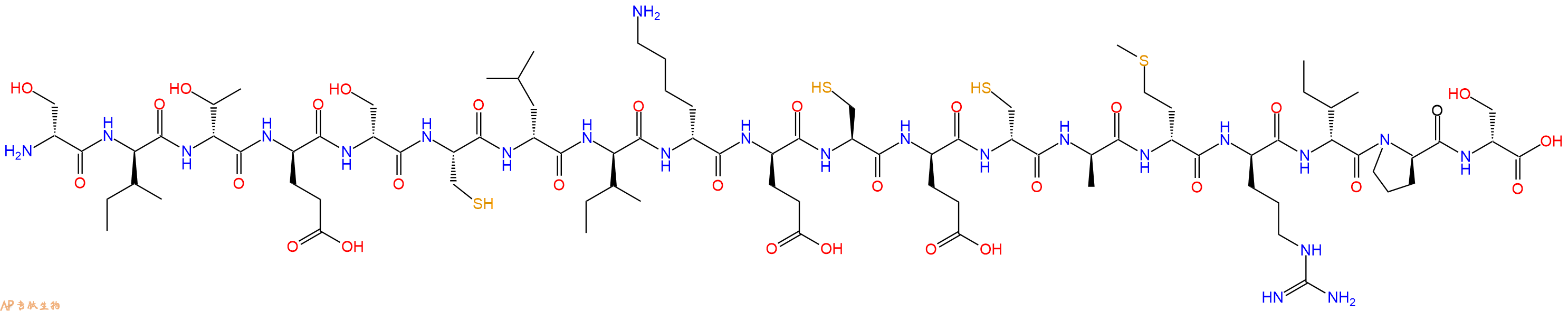 专肽生物产品H2N-DSer-DIle-DThr-DGlu-DSer-Cys-DLeu-DIle-DLys-DGlu-Cys-DGlu-DCys-DAla-DMet-DArg-DIle-DPro-DSer-OH