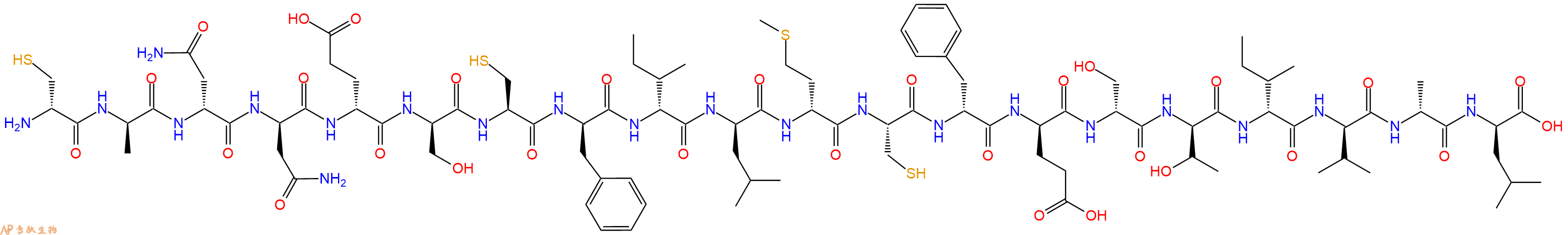 专肽生物产品H2N-DCys-DAla-DAsn-DAsn-DGlu-DSer-Cys-DPhe-DIle-DLeu-DMet-Cys-DPhe-DGlu-DSer-DThr-DIle-DVal-DAla-DLeu-OH