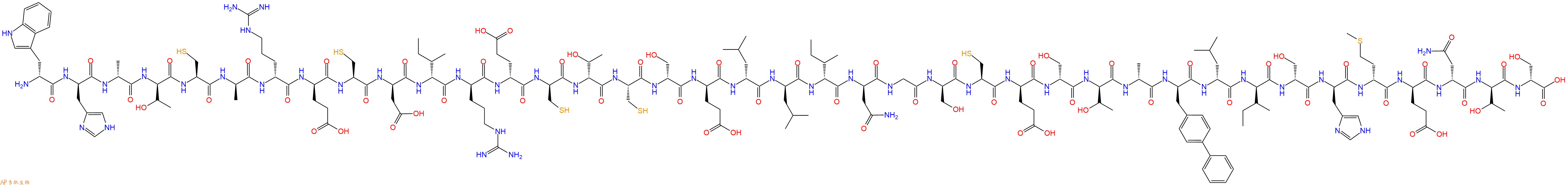 专肽生物产品H2N-DTrp-DHis-DAla-DThr-Cys-DAla-DArg-DGlu-Cys-DAsp-DIle-DArg-DGlu-DCys-DThr-Cys-DSer-DGlu-DLeu-DLeu-DIle-DAsn-Gly-DSer-Cys-DGlu-DSer-DThr-DAla-DBip-DLeu-DIle-DSer-DHis-DMet-DGlu-DAsn-DThr-DSer-OH
