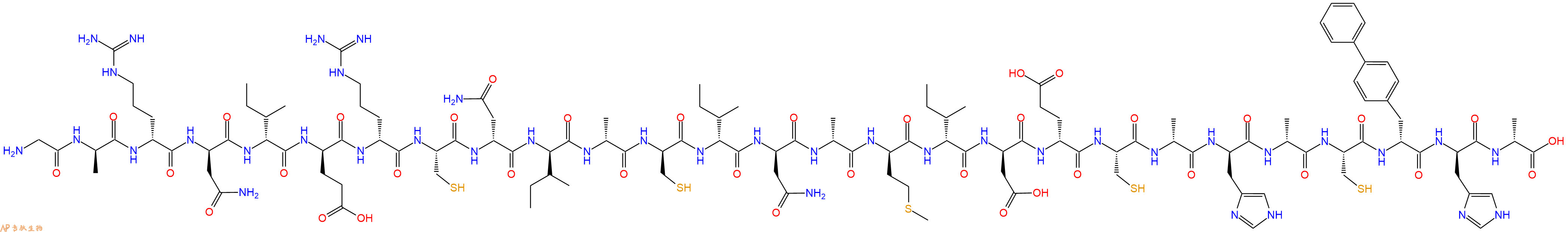 专肽生物产品H2N-Gly-DAla-DArg-DAsn-DIle-DGlu-DArg-Cys-DAsn-DIle-DAla-DCys-DIle-DAsn-DAla-DMet-DIle-DAsp-DGlu-Cys-DAla-DHis-DAla-Cys-DBip-DHis-DAla-OH