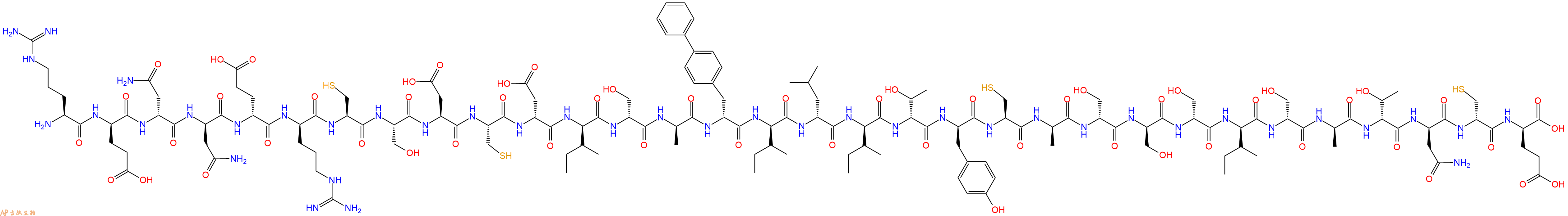 专肽生物产品H2N-Arg-DGlu-DAsn-DAsn-DGlu-DArg-Cys-Ser-Asp-Cys-DAsp-DIle-DSer-DAla-DBip-DIle-DLeu-DIle-DThr-DTyr-Cys-DAla-DSer-DSer-DSer-DIle-DSer-DAla-DThr-DAsn-DCys-DGlu-OH