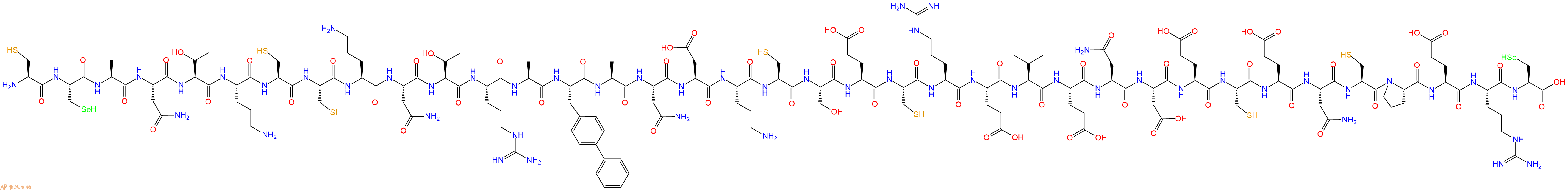 专肽生物产品H2N-Cys-Sec-Ala-Asn-Thr-Orn-Cys-Cys-Orn-Asn-Thr-Arg-Ala-Bip-Ala-Asn-Asp-Orn-Cys-Ser-Glu-Cys-Arg-Glu-Val-Glu-Asn-Asp-Glu-Cys-Glu-Asn-Cys-Pro-Glu-Arg-Sec-OH