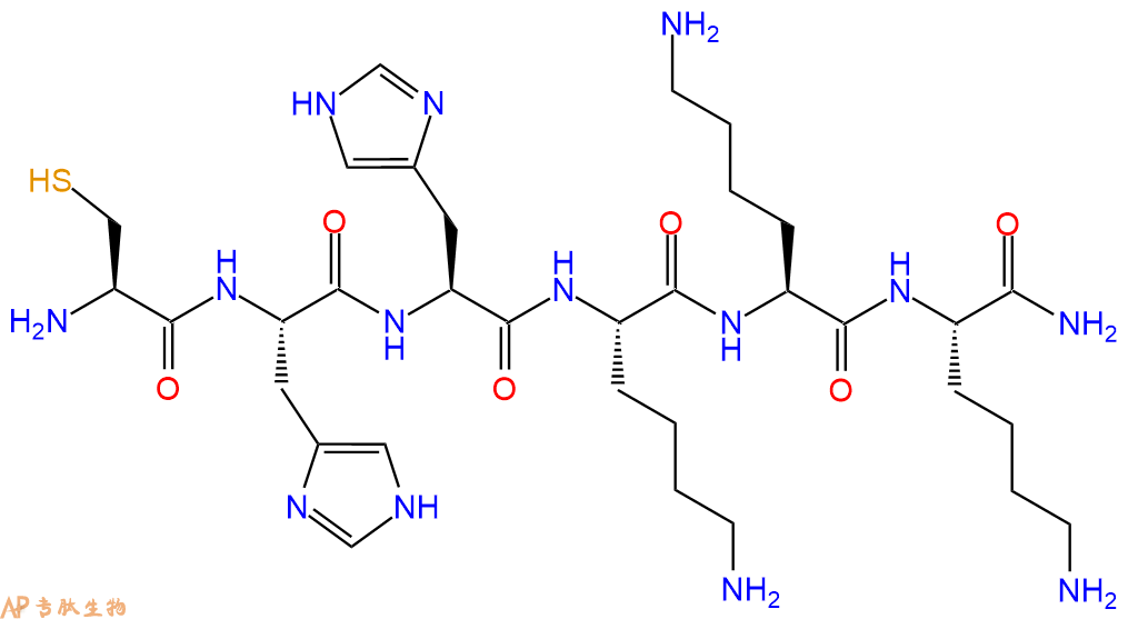专肽生物产品H2N-Cys-His-His-Lys-Lys-Lys-CONH2