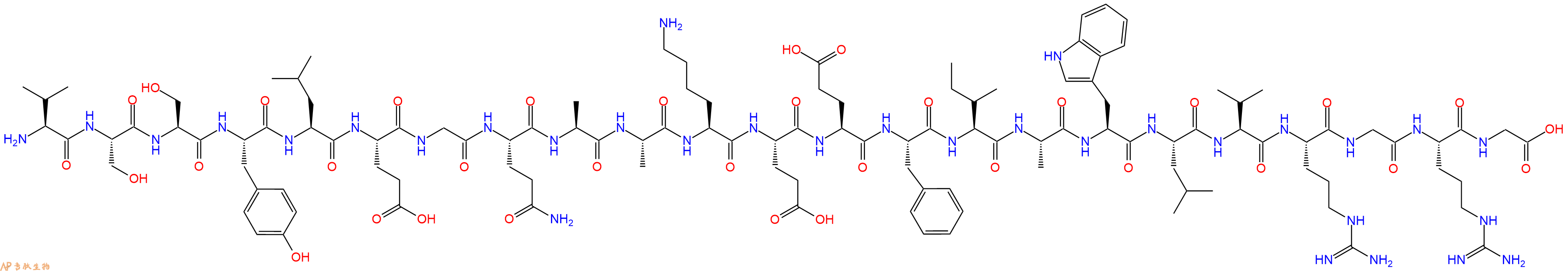 专肽生物产品H2N-Val-Ser-Ser-Tyr-Leu-Glu-Gly-Gln-Ala-Ala-Lys-Glu-Glu-Phe-Ile-Ala-Trp-Leu-Val-Arg-Gly-Arg-Gly-OH