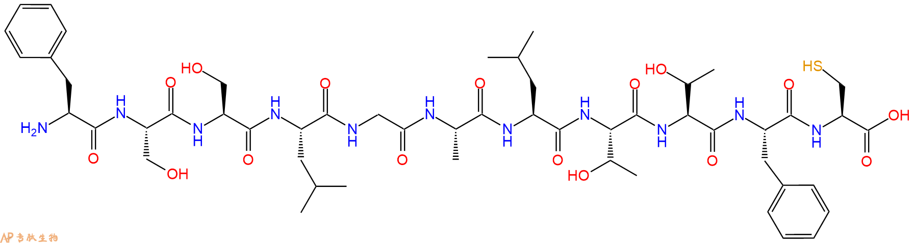 专肽生物产品H2N-Phe-Ser-Ser-Leu-Gly-Ala-Leu-Thr-Thr-Phe-Cys-OH