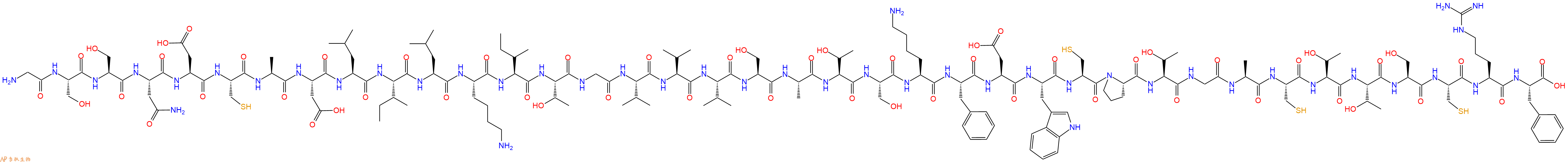 专肽生物产品H2N-Gly-Ser-Ser-Asn-Asp-Cys-Ala-Asp-Leu-Ile-Leu-Lys-Ile-Thr-Gly-Val-Val-Val-Ser-Ala-Thr-Ser-Lys-Phe-Asp-Trp-Cys-Pro-Thr-Gly-Ala-Cys-Thr-Thr-Ser-Cys-Arg-Phe-OH