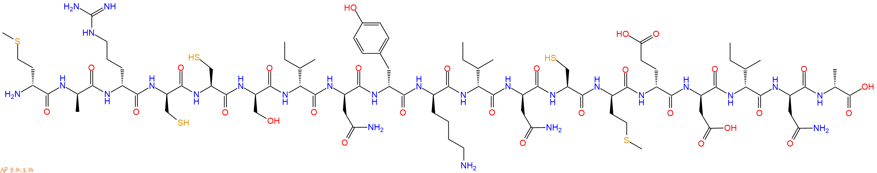 专肽生物产品H2N-DMet-DAla-DArg-DCys-Cys-DSer-DIle-DAsn-DTyr-DLys-DIle-DAsn-Cys-DMet-DGlu-DAsp-DIle-DAsn-DAla-OH