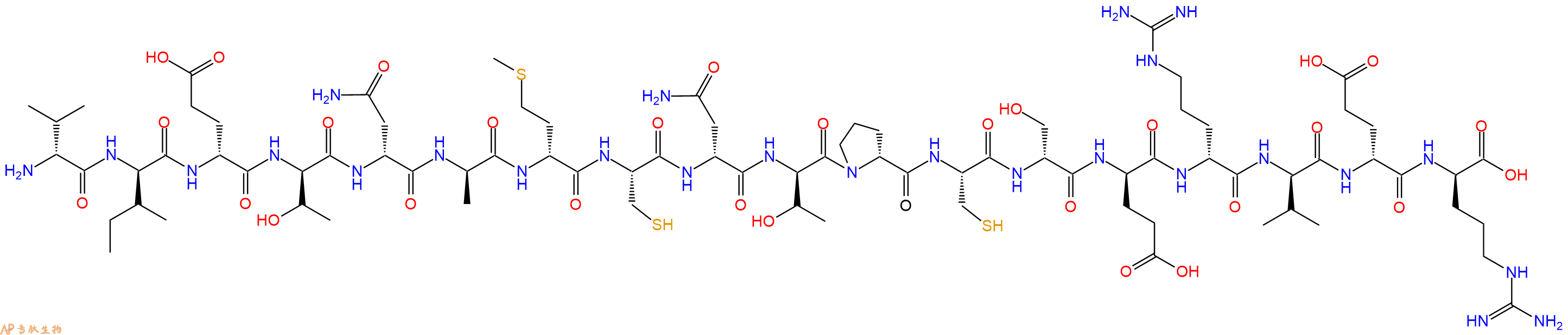 专肽生物产品H2N-DVal-DIle-DGlu-DThr-DAsn-DAla-DMet-Cys-DAsn-DThr-DPro-Cys-DSer-DGlu-DArg-DVal-DGlu-DArg-OH