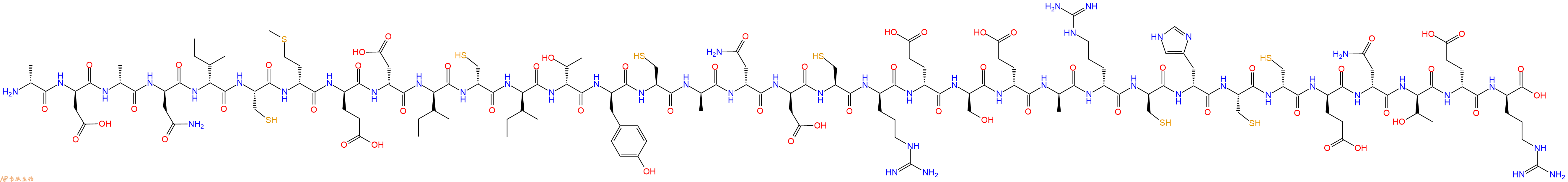 专肽生物产品H2N-DAla-DAsp-DAla-DAsn-DIle-Cys-DMet-DGlu-DAsp-DIle-DCys-DIle-DThr-DTyr-Cys-DAla-DAsn-DAsp-Cys-DArg-DGlu-DSer-DGlu-DAla-DArg-DCys-DHis-Cys-DCys-DGlu-DAsn-DThr-DGlu-DArg-OH