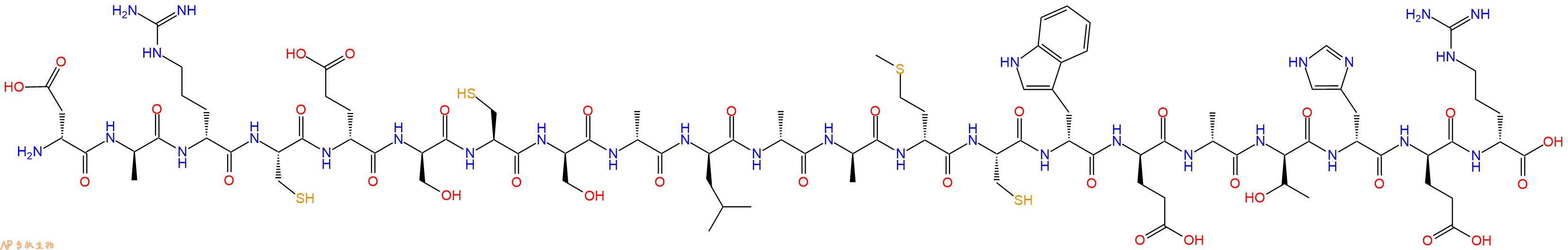 专肽生物产品H2N-DAsp-DAla-DArg-Cys-DGlu-DSer-Cys-DSer-DAla-DLeu-DAla-DAla-DMet-Cys-DTrp-DGlu-DAla-DThr-DHis-DGlu-DArg-OH