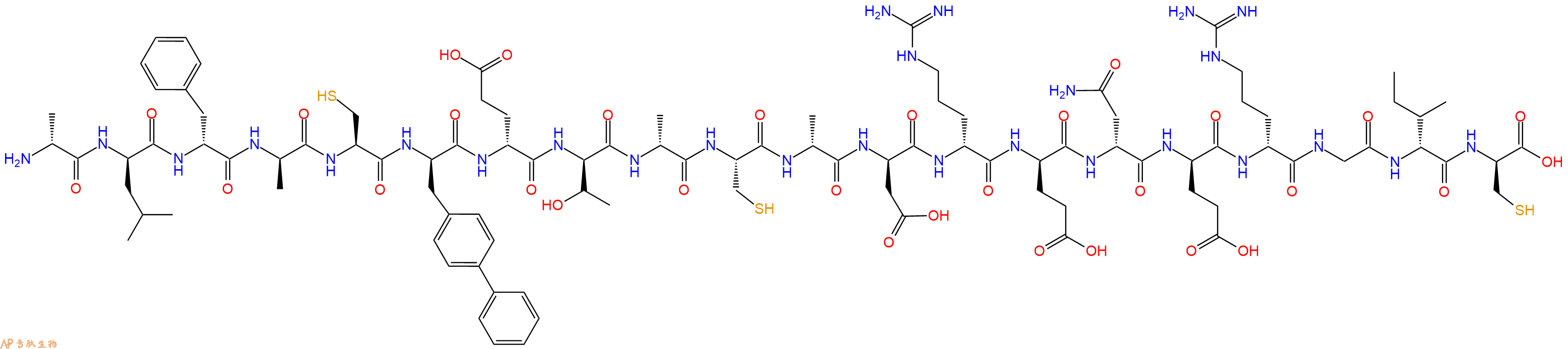专肽生物产品H2N-DAla-DLeu-DPhe-DAla-Cys-DBip-DGlu-DThr-DAla-Cys-DAla-DAsp-DArg-DGlu-DAsn-DGlu-DArg-Gly-DIle-DCys-OH