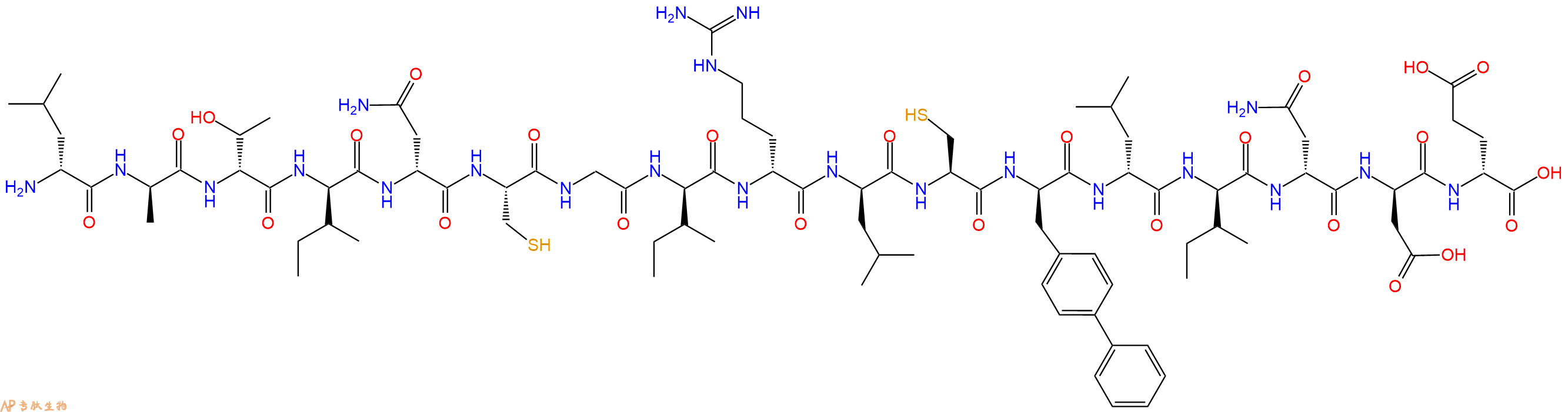 专肽生物产品H2N-DLeu-DAla-DThr-DIle-DAsn-Cys-Gly-DIle-DArg-DLeu-Cys-DBip-DLeu-DIle-DAsn-DAsp-DGlu-OH