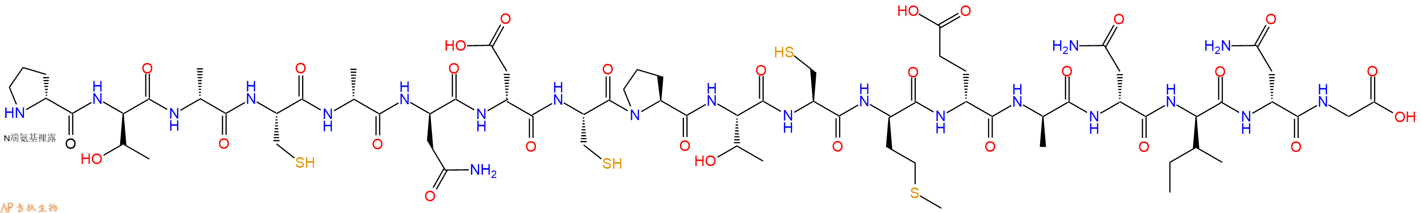 专肽生物产品H2N-DPro-DThr-DAla-Cys-DAla-DAsn-DAsp-Cys-Pro-Thr-Cys-DMet-DGlu-DAla-DAsn-DIle-DAsn-Gly-OH