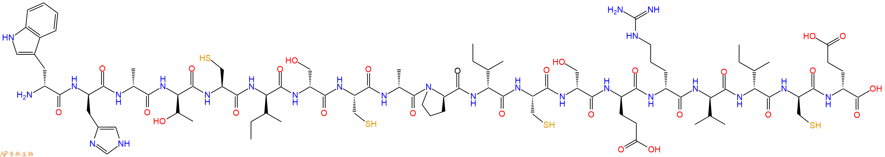 专肽生物产品H2N-DTrp-DHis-DAla-DThr-Cys-DIle-DSer-Cys-DAla-DPro-DIle-Cys-DSer-DGlu-DArg-DVal-DIle-DCys-DGlu-OH