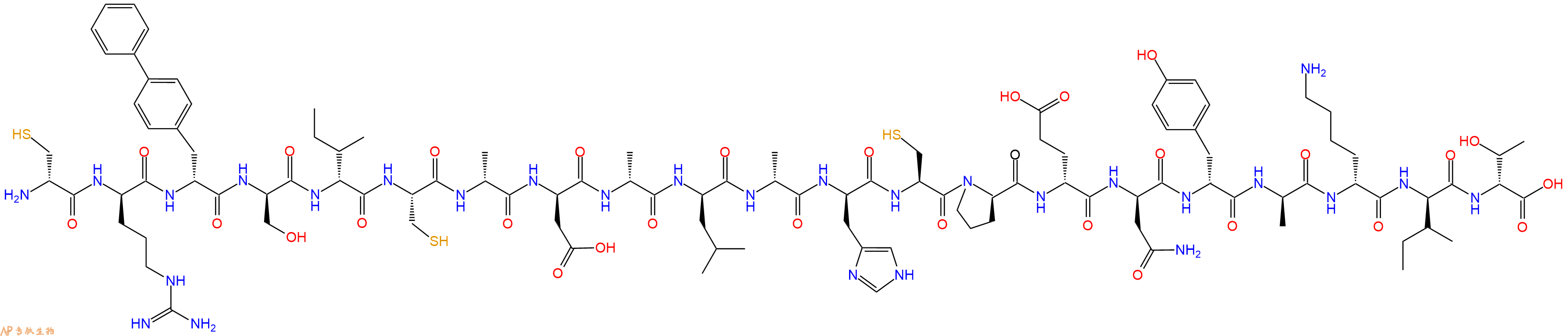 专肽生物产品H2N-DCys-DArg-DBip-DSer-DIle-Cys-DAla-DAsp-DAla-DLeu-DAla-DHis-Cys-DPro-DGlu-DAsn-DTyr-DAla-DLys-DIle-DThr-OH