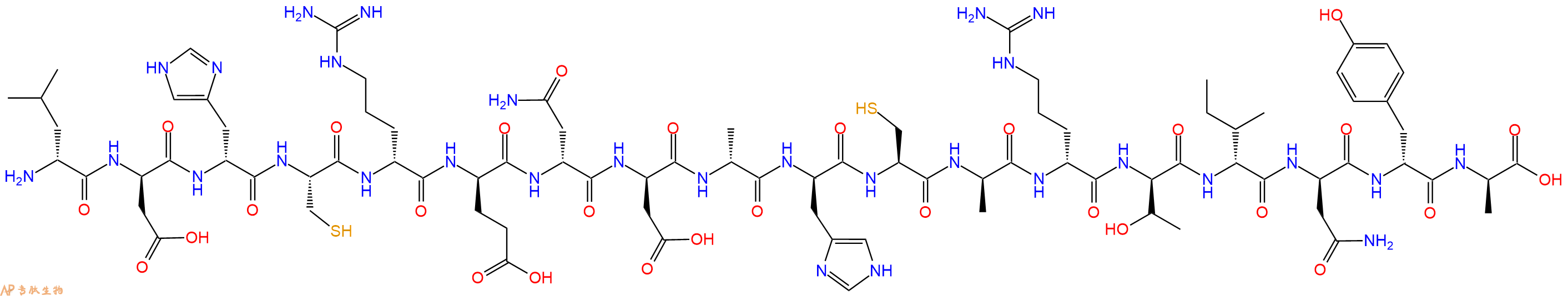 专肽生物产品H2N-DLeu-DAsp-DHis-Cys-DArg-DGlu-DAsn-DAsp-DAla-DHis-Cys-DAla-DArg-DThr-DIle-DAsn-DTyr-DAla-OH