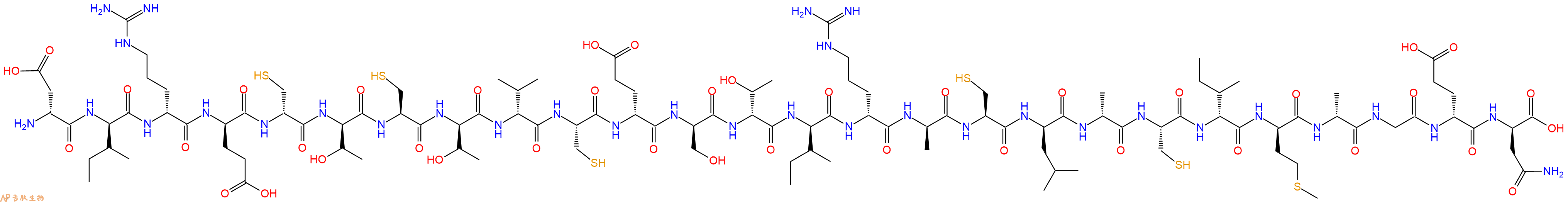 专肽生物产品H2N-DAsp-DIle-DArg-DGlu-DCys-DThr-Cys-DThr-DVal-Cys-DGlu-DSer-DThr-DIle-DArg-DAla-Cys-DLeu-DAla-Cys-DIle-DMet-DAla-Gly-DGlu-DAsn-OH