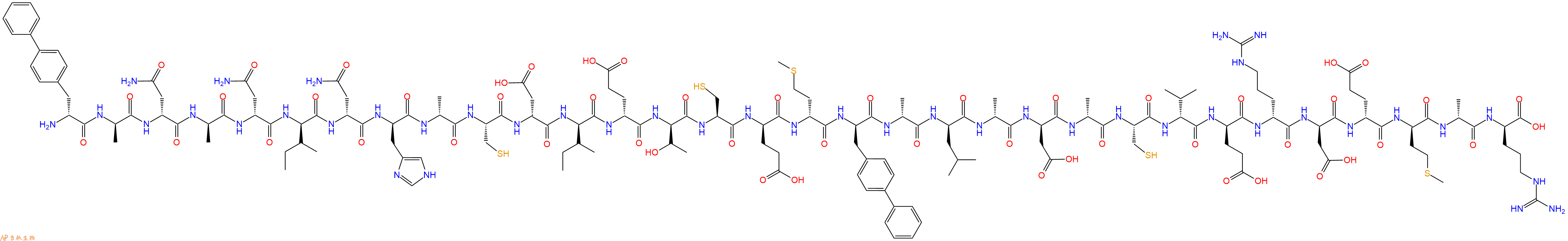 专肽生物产品H2N-DBip-DAla-DAsn-DAla-DAsn-DIle-DAsn-DHis-DAla-Cys-DAsp-DIle-DGlu-DThr-Cys-DGlu-DMet-DBip-DAla-DLeu-DAla-DAsp-DAla-Cys-DVal-DGlu-DArg-DAsp-DGlu-DMet-DAla-DArg-OH