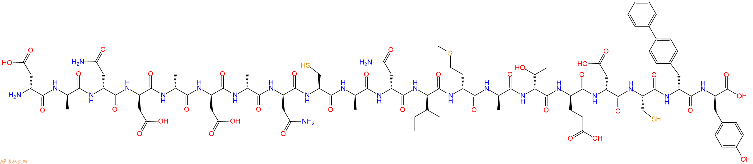 专肽生物产品H2N-DAsp-DAla-DAsn-DAsp-DAla-DAsp-DAla-DAsn-Cys-DAla-DAsn-DIle-DMet-DAla-DThr-DGlu-DAsp-Cys-DBip-DTyr-OH
