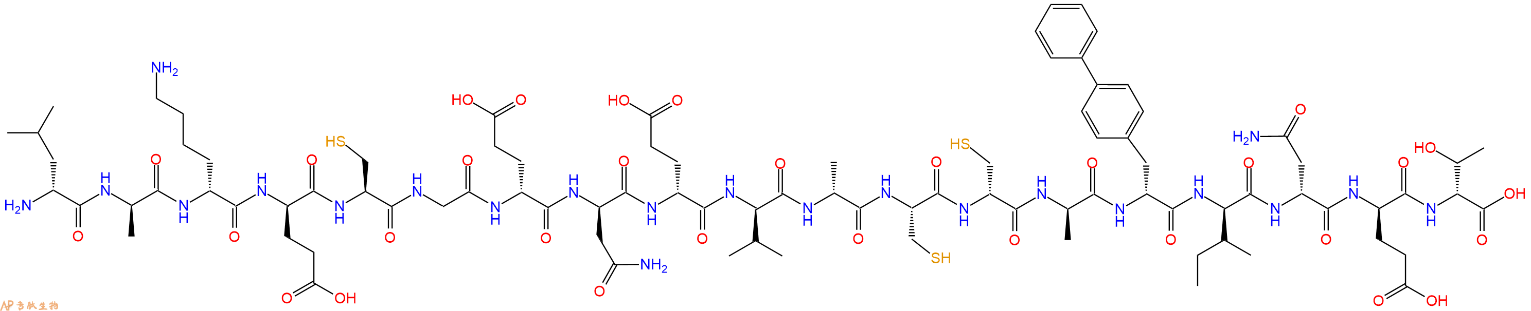 专肽生物产品H2N-DLeu-DAla-DLys-DGlu-Cys-Gly-DGlu-DAsn-DGlu-DVal-DAla-Cys-DCys-DAla-DBip-DIle-DAsn-DGlu-DThr-OH