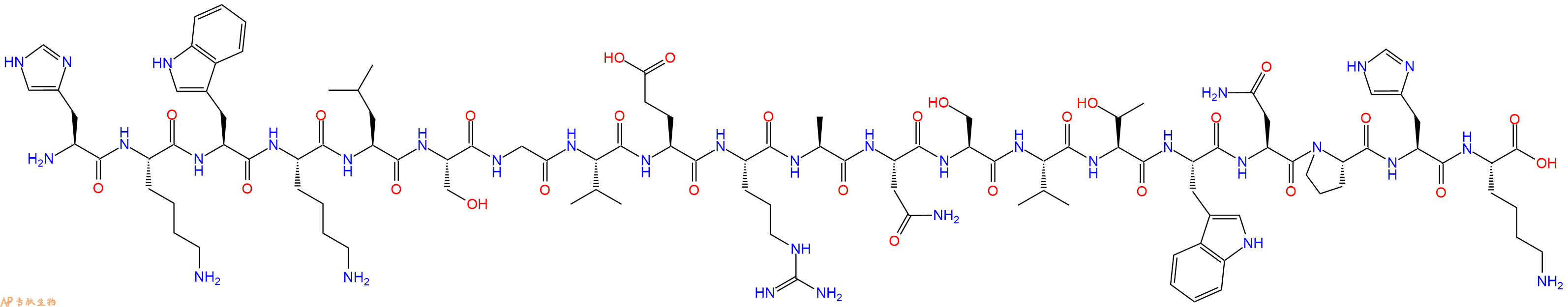 专肽生物产品H2N-His-Lys-Trp-Lys-Leu-Ser-Gly-Val-Glu-Arg-Ala-Asn-Ser-Val-Thr-Trp-Asn-Pro-His-Lys-OH