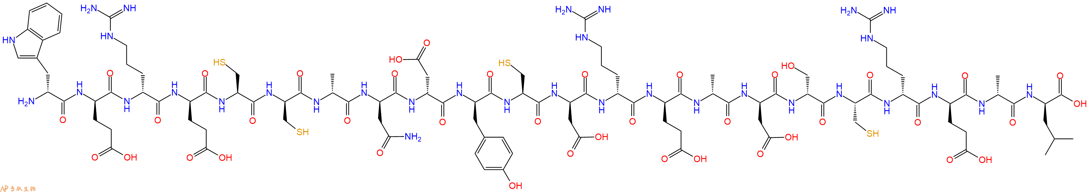 专肽生物产品H2N-DTrp-DGlu-DArg-DGlu-Cys-DCys-DAla-DAsn-DAsp-DTyr-Cys-DAsp-DArg-DGlu-DAla-DAsp-DSer-Cys-DArg-DGlu-DAla-DLeu-OH