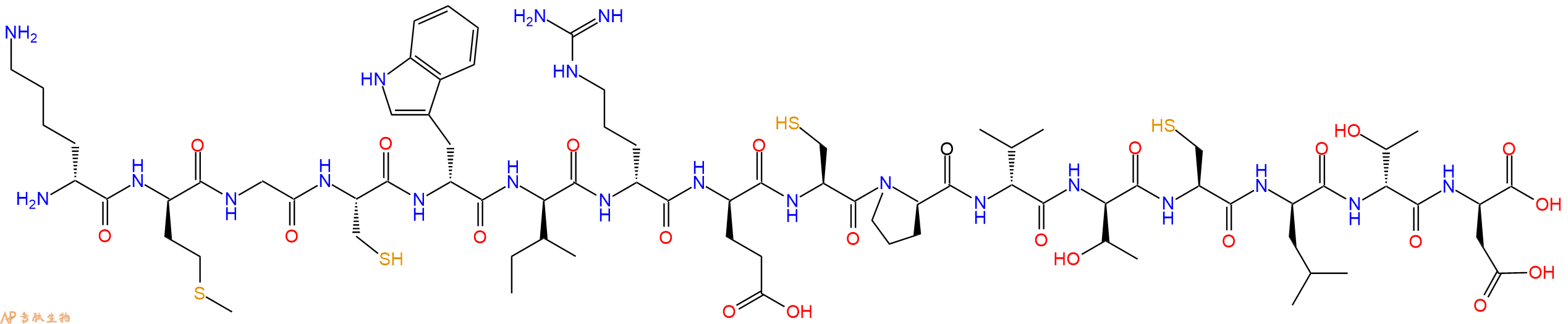 专肽生物产品H2N-DLys-DMet-Gly-Cys-DTrp-DIle-DArg-DGlu-Cys-DPro-DVal-DThr-Cys-DLeu-DThr-DAsp-OH
