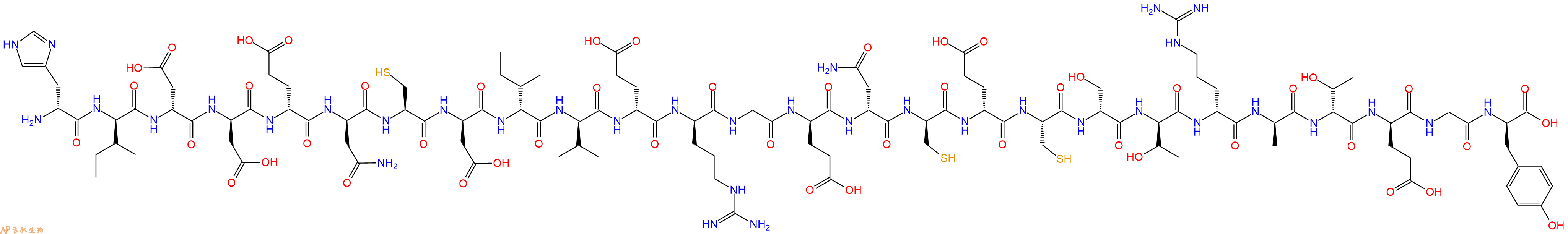 专肽生物产品H2N-DHis-DIle-DAsp-DAsp-DGlu-DAsn-Cys-DAsp-DIle-DVal-DGlu-DArg-Gly-DGlu-DAsn-DCys-DGlu-Cys-DSer-DThr-DArg-DAla-DThr-DGlu-Gly-DTyr-OH