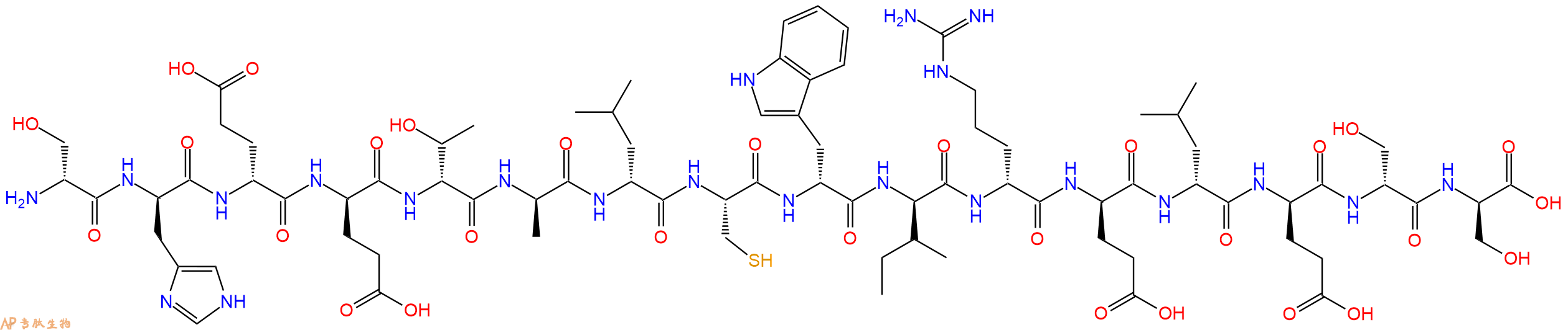 专肽生物产品H2N-DSer-DHis-DGlu-DGlu-DThr-DAla-DLeu-Cys-DTrp-DIle-DArg-DGlu-DLeu-DGlu-DSer-DSer-OH