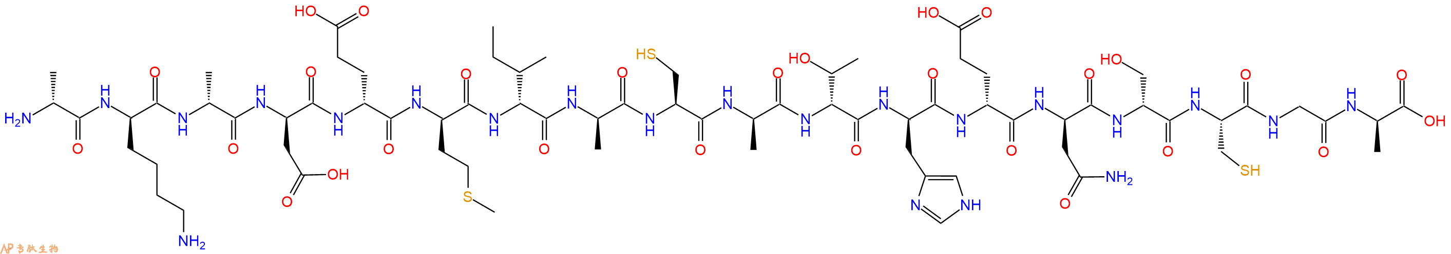 专肽生物产品H2N-DAla-DLys-DAla-DAsp-DGlu-DMet-DIle-DAla-Cys-DAla-DThr-DHis-DGlu-DAsn-DSer-Cys-Gly-DAla-OH