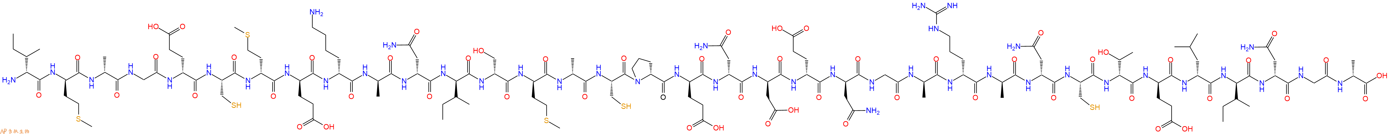 专肽生物产品H2N-DIle-DMet-DAla-Gly-DGlu-Cys-DMet-DGlu-DLys-DAla-DAsn-DIle-DSer-DMet-DAla-Cys-DPro-DGlu-DAsn-DAsp-DGlu-DAsn-Gly-DAla-DArg-DAla-DAsn-Cys-DThr-DGlu-DLeu-DIle-DAsn-Gly-DAla-OH