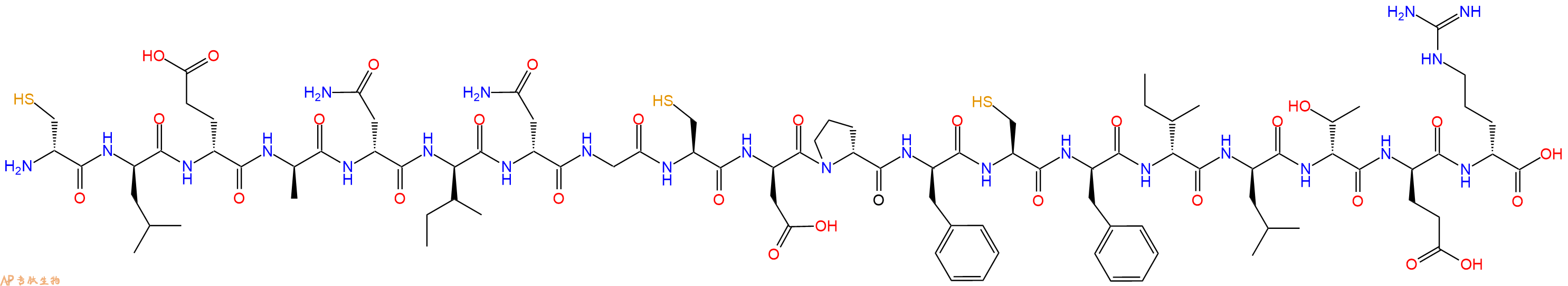 专肽生物产品H2N-DCys-DLeu-DGlu-DAla-DAsn-DIle-DAsn-Gly-Cys-DAsp-DPro-DPhe-Cys-DPhe-DIle-DLeu-DThr-DGlu-DArg-OH
