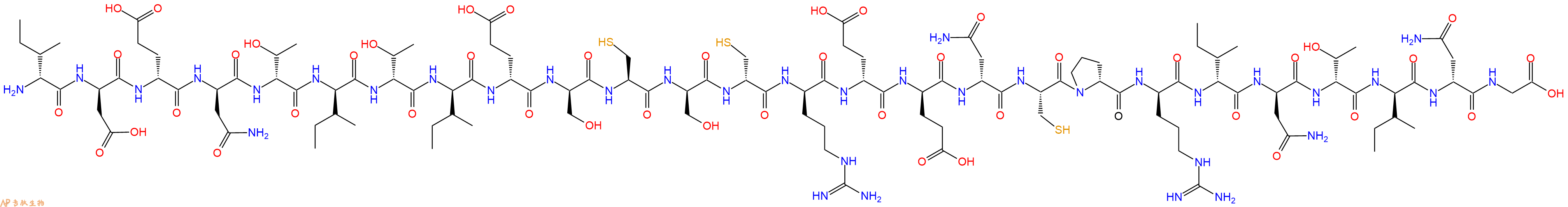 专肽生物产品H2N-DIle-DAsp-DGlu-DAsn-DThr-DIle-DThr-DIle-DGlu-DSer-Cys-DSer-DCys-DArg-DGlu-DGlu-DAsn-Cys-DPro-DArg-DIle-DAsn-DThr-DIle-DAsn-Gly-OH