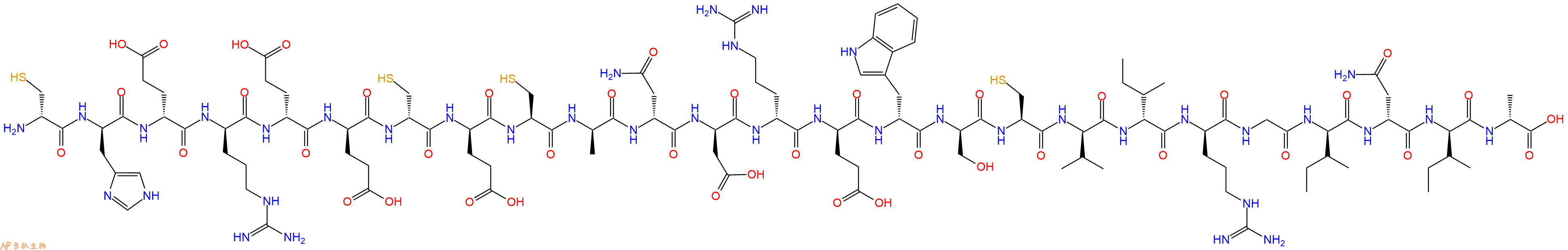 专肽生物产品H2N-DCys-DHis-DGlu-DArg-DGlu-DGlu-DCys-DGlu-Cys-DAla-DAsn-DAsp-DArg-DGlu-DTrp-DSer-Cys-DVal-DIle-DArg-Gly-DIle-DAsn-DIle-DAla-OH